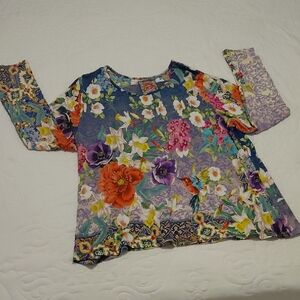 Johnny Was Adult Long Sleeve Floral Top - Purple and Multicolor